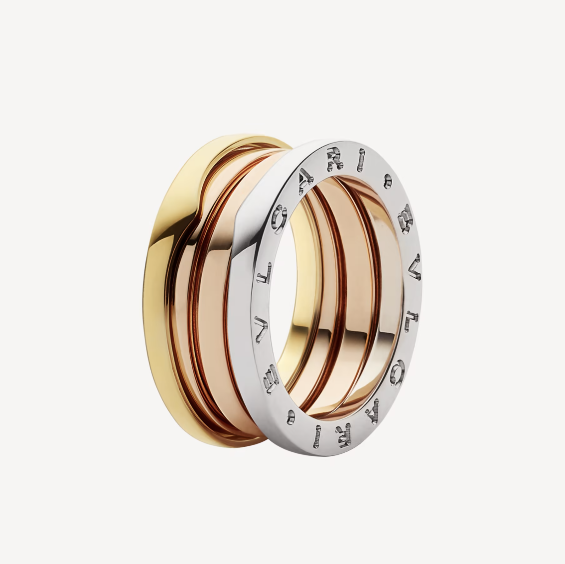 [Panda Jewelry]ZERO 1 THREE-BAND ROSE WHITE AND YELLOW RING