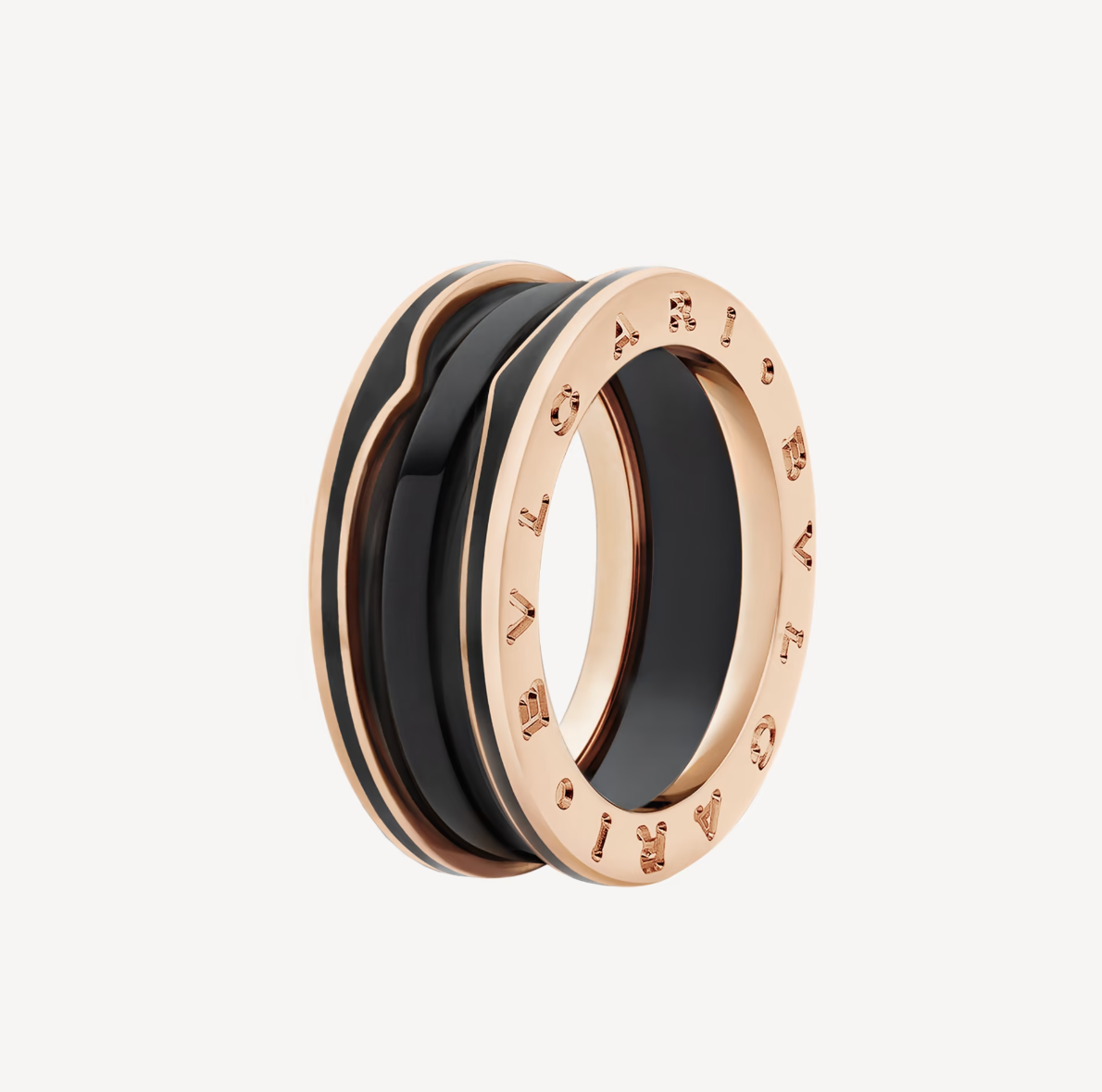 [Panda Jewelry]ZERO 1 TWO-BAND WITH MATTE BLACK CERAMIC PINK GOLD RING