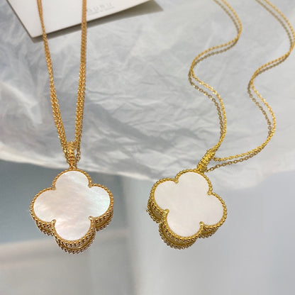[Panda Jewelry]CLOVER 25MM MOP LARGE PENDANT NECKLACE