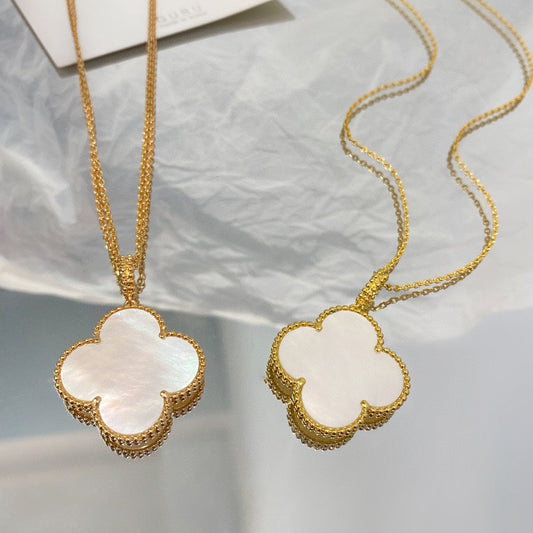 [Panda Jewelry]CLOVER 25MM MOP LARGE PENDANT NECKLACE