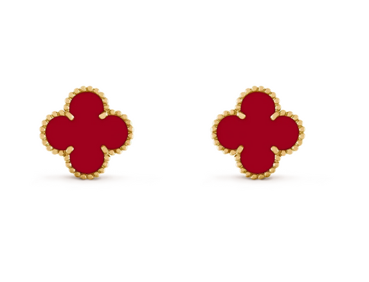 [Panda Jewelry] CLOVER 20MM RED AGATE EARRINGS