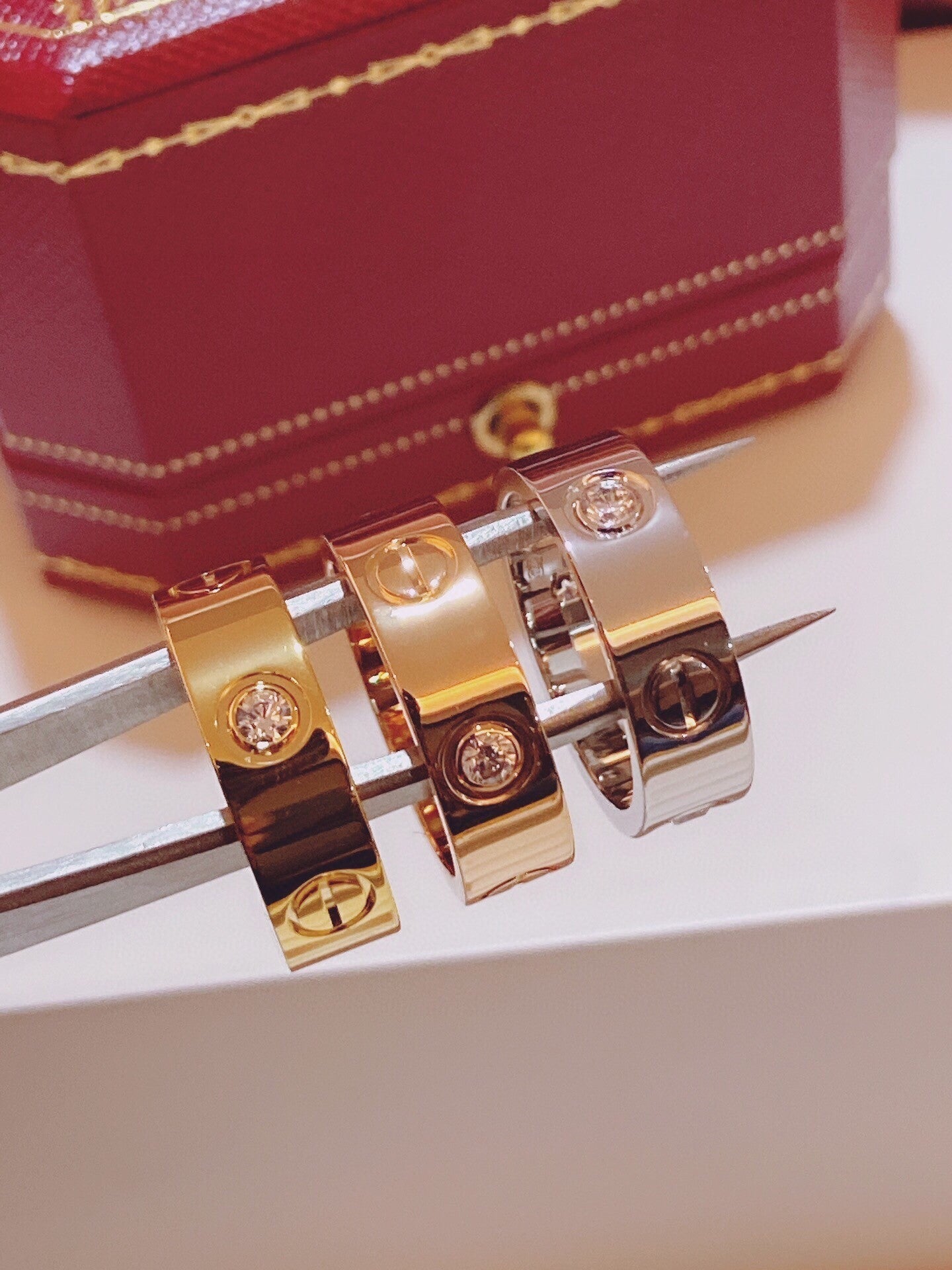 [Panda Jewelry]Three-Diamond Ring