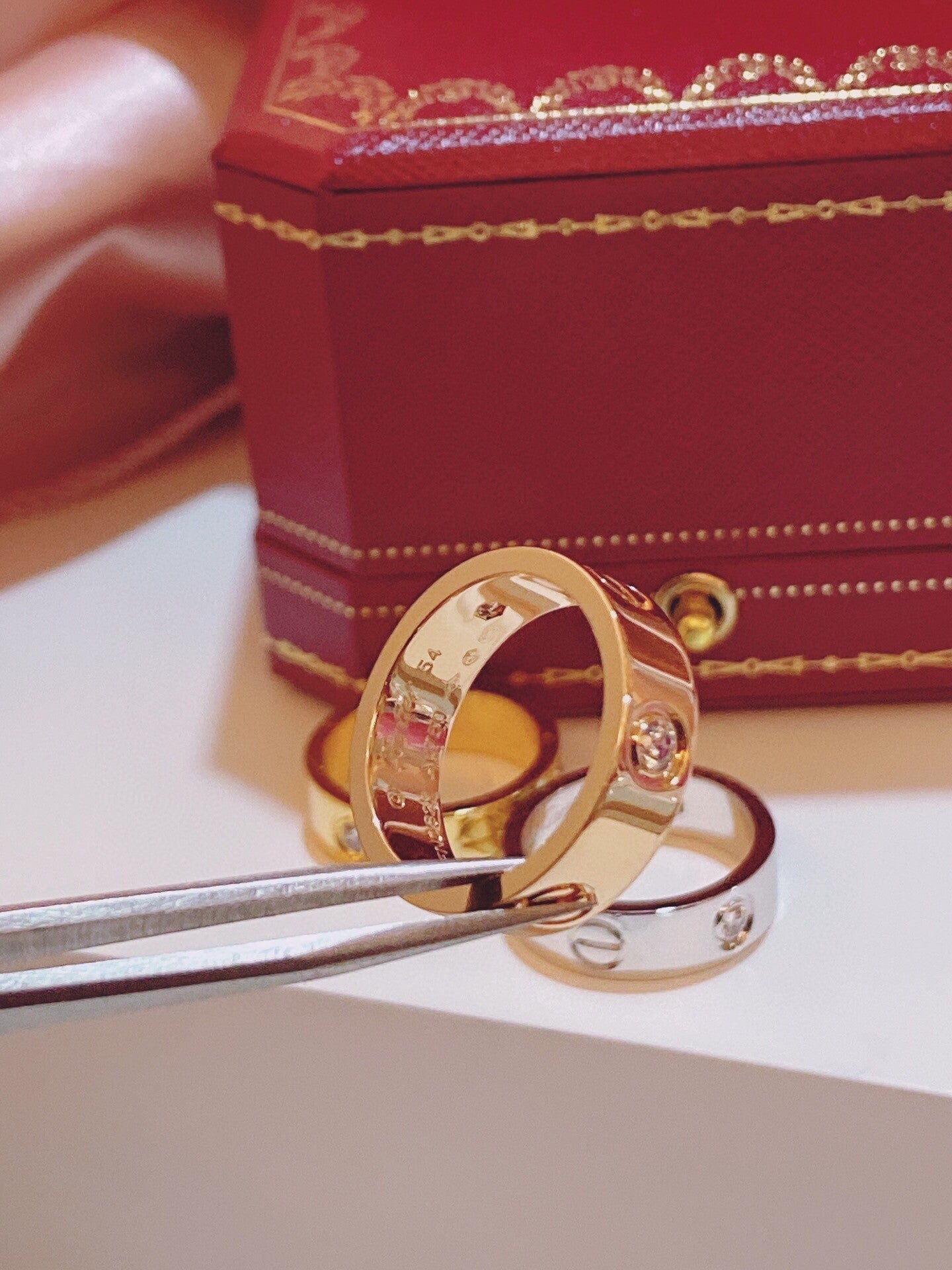 [Panda Jewelry]Three-Diamond Ring