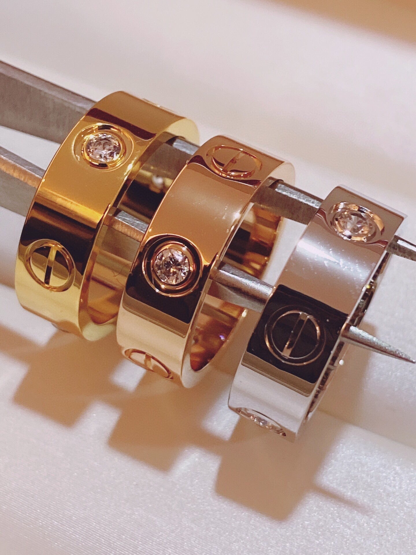 [Panda Jewelry]Three-Diamond Ring