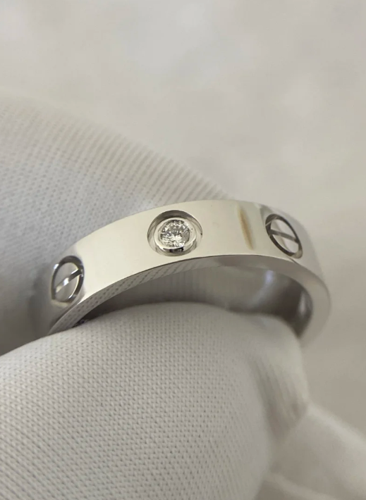 [Panda Jewelry]LOVE RING 4MM 1 DIAMOND SILVER
