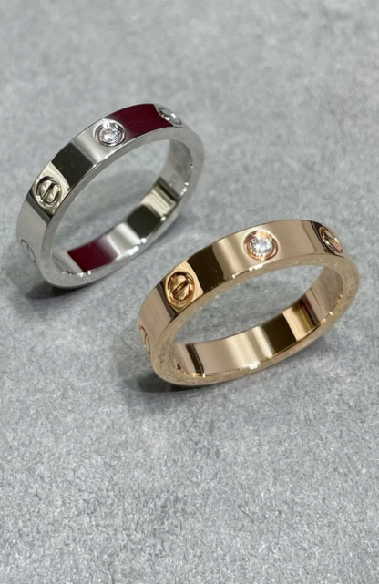 [Panda Jewelry]LOVE RING 4MM 1 DIAMOND SILVER