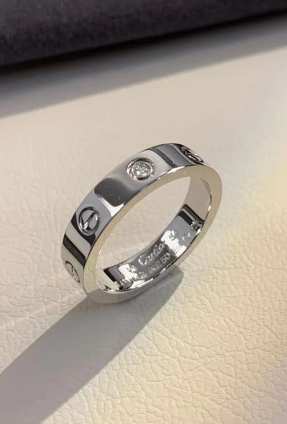 [Panda Jewelry]LOVE RING 4MM 1 DIAMOND SILVER