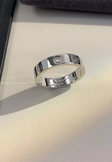 [Panda Jewelry]LOVE RING 4MM 1 DIAMOND SILVER