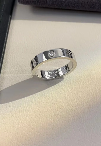 [Panda Jewelry]LOVE RING 4MM 1 DIAMOND SILVER