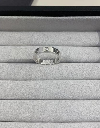 [Panda Jewelry]LOVE RING 4MM 1 DIAMOND SILVER