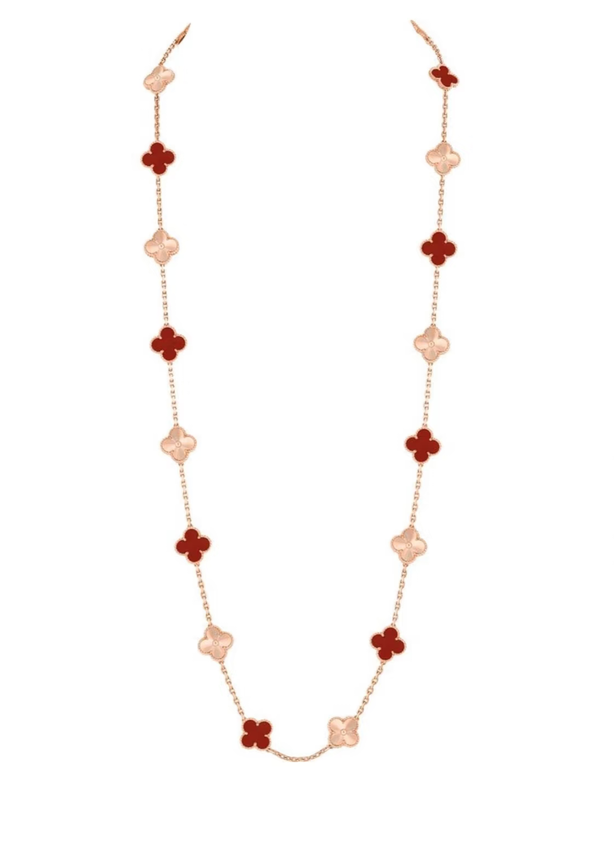 [Panda Jewelry]CLOVER 20 MOTIFS LASER CARNELIAN NECKLACE