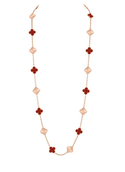 [Panda Jewelry]CLOVER 20 MOTIFS LASER CARNELIAN NECKLACE