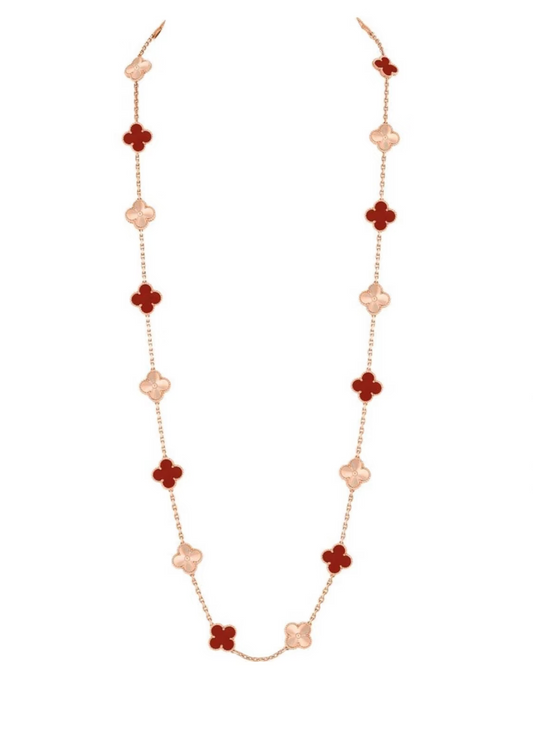 [Panda Jewelry]CLOVER 20 MOTIFS LASER CARNELIAN NECKLACE