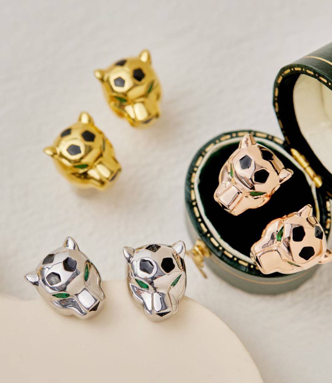 [Panda Jewelry]CHRRTAH-PRINT STUD EARRINGS, THREE COLORS
