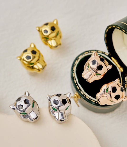 [Panda Jewelry]CHRRTAH-PRINT STUD EARRINGS, THREE COLORS