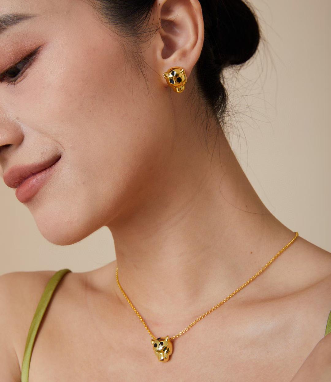 [Panda Jewelry]CHRRTAH-PRINT STUD EARRINGS, THREE COLORS