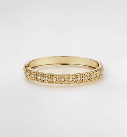 [Panda Jewelry]2026 WOVEN-PATTERN BRACELET SET WITH FULL DIAMOND INLAY THREE-COLORS
