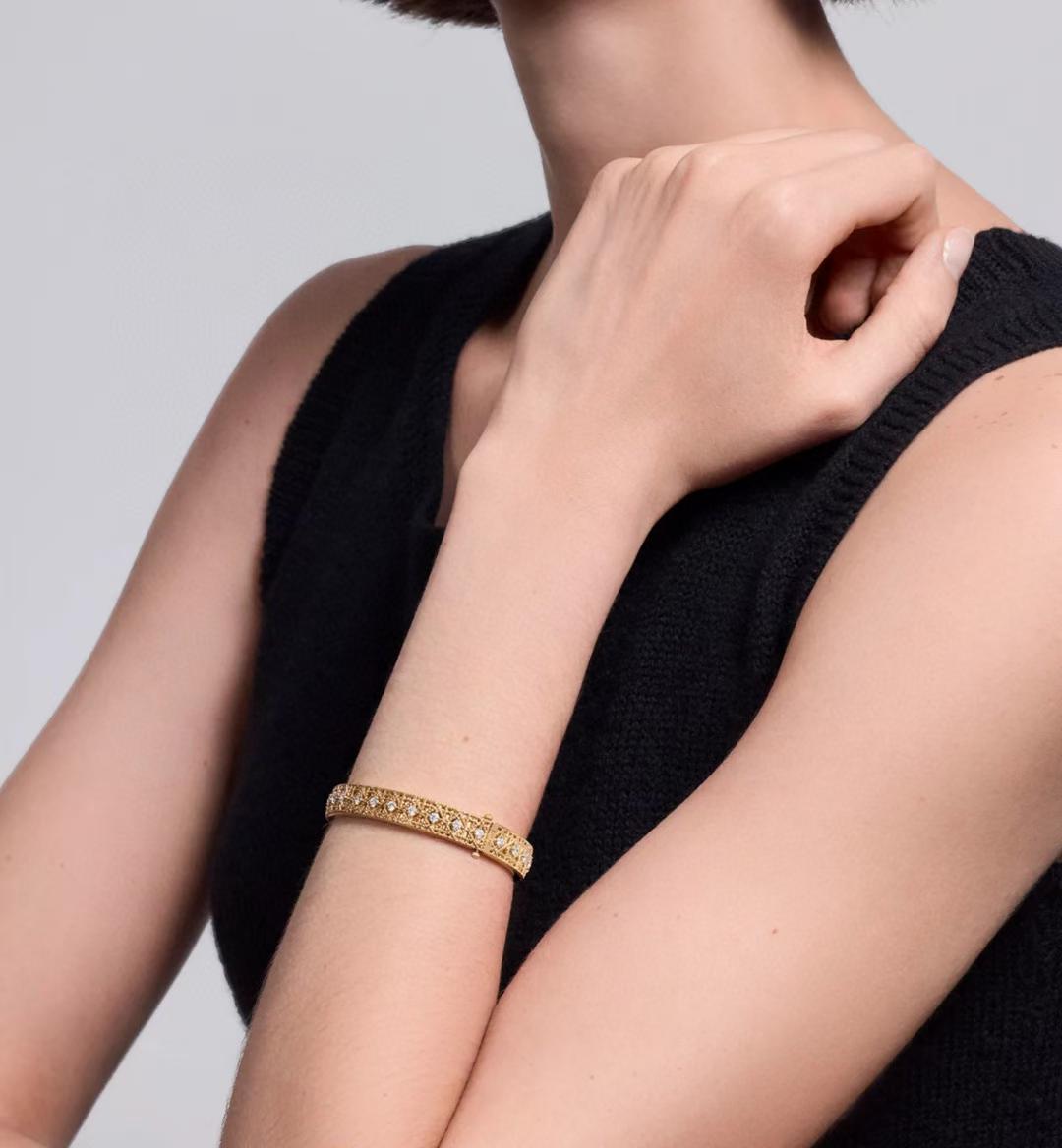 [Panda Jewelry]2026 WOVEN-PATTERN BRACELET SET WITH FULL DIAMOND INLAY THREE-COLORS