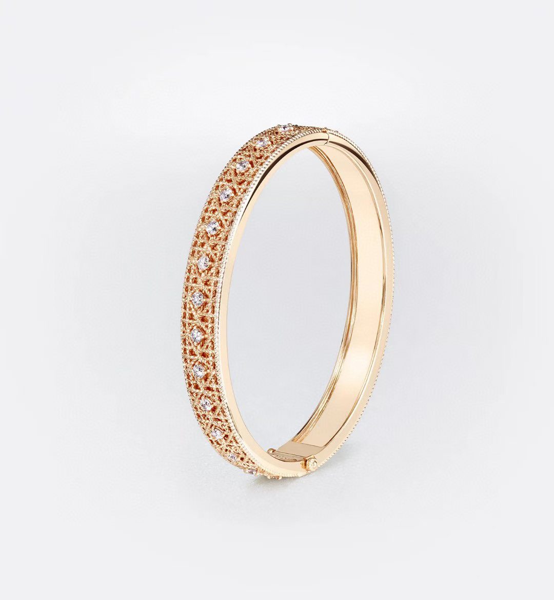 [Panda Jewelry]2026 WOVEN-PATTERN BRACELET SET WITH FULL DIAMOND INLAY THREE-COLORS