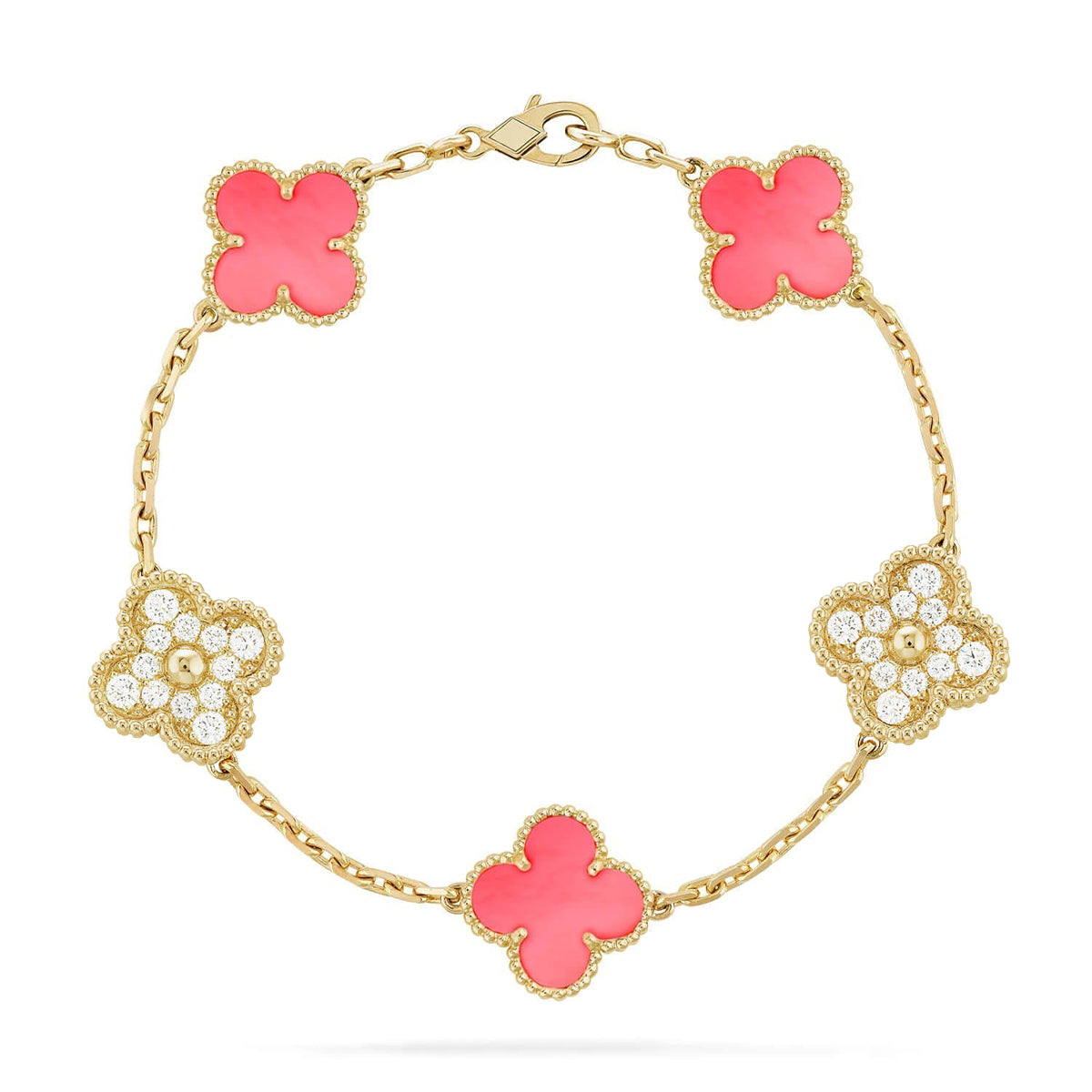 [Panda Jewelry] CLOVER 5 MOTIFS  PINK MOP BRACELET COLLECTION