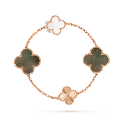 [Panda Jewelry]DETACHABLE CLOVER 15(11+4) FLOWER SILVER NECKLACE SET
