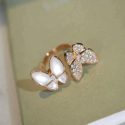 [Panda Jewelry]TWIN BUTTERFLY DIAMOND MOP RING