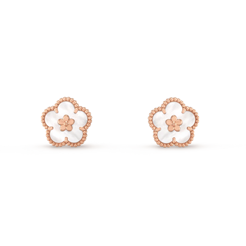 [Panda Jewelry]LUCKY PINK GOLD WHITE MOP EARRINGS