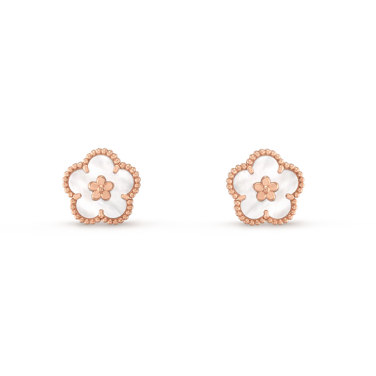 [Panda Jewelry]LUCKY PINK GOLD WHITE MOP EARRINGS