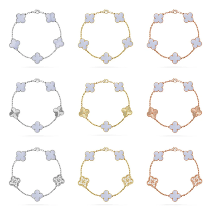 [Panda Jewelry] CLOVER 5 MOTIF PURPLE CHALCEDONY BRACELET COLLECTION