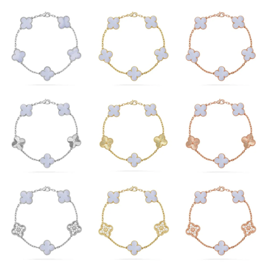 [Panda Jewelry] CLOVER 5 MOTIF PURPLE CHALCEDONY BRACELET COLLECTION