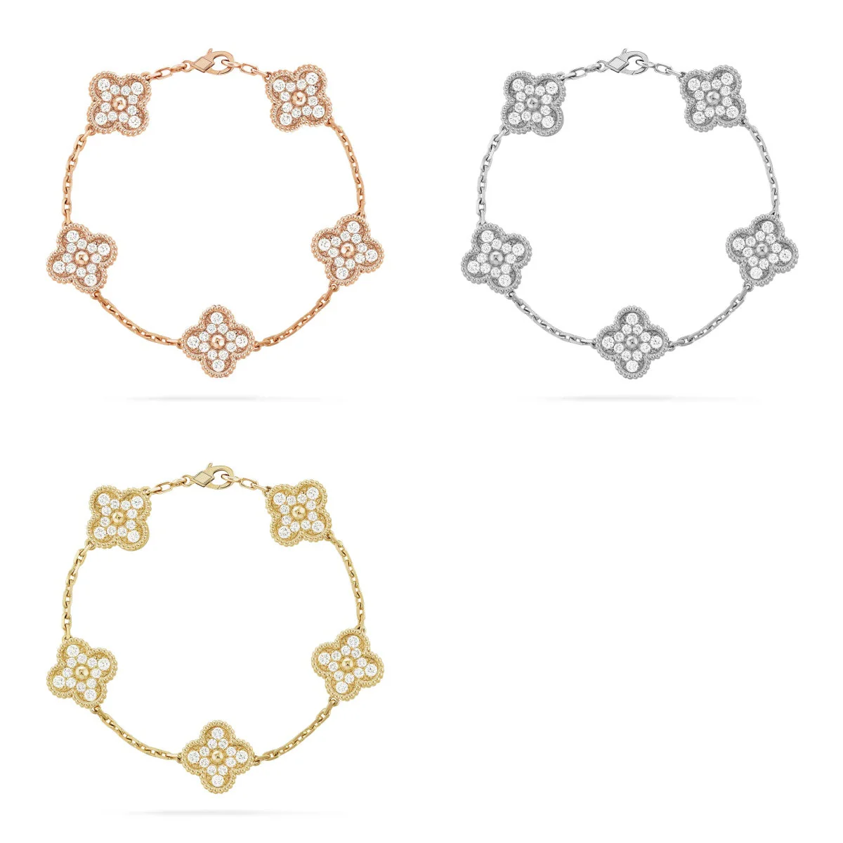 [StPanda Jewelryar Jewelry] CLOVER 5 MOTIF FULL DIAMOND BRACELET COLLECTION
