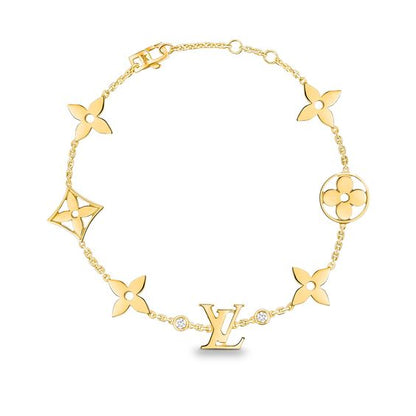 [Panda Jewelry]STAR AND SUN 7 MOTIFS GOLD BRACELET