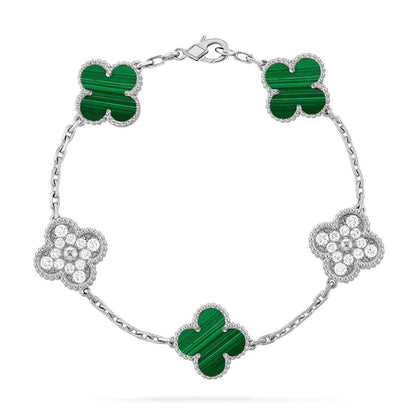 [Panda Jewelry] CLOVER 5 MOTIF MALACHITE BRACELET COLLECTION