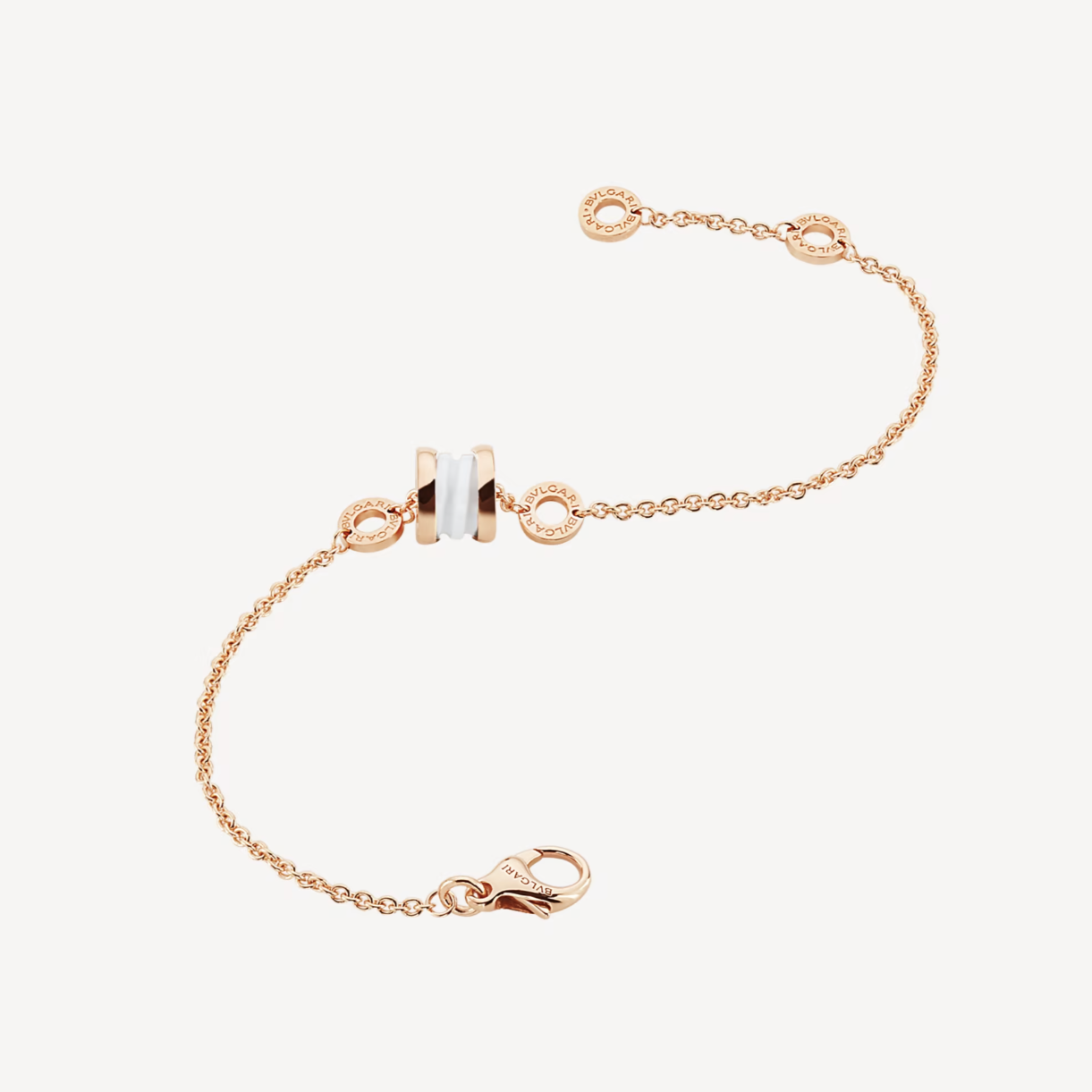 [Panda Jewelry]ZERO 1 SOFT PINK GOLD AND WHITE CERAMIC BRACELET