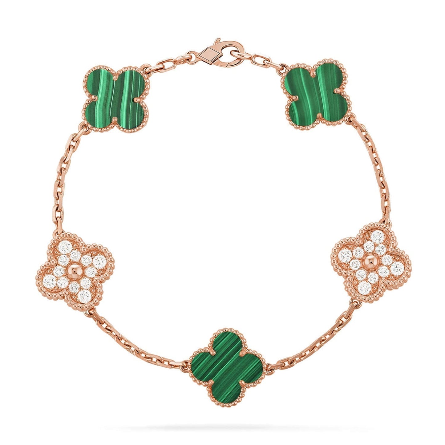 [Panda Jewelry] CLOVER 5 MOTIF MALACHITE BRACELET COLLECTION