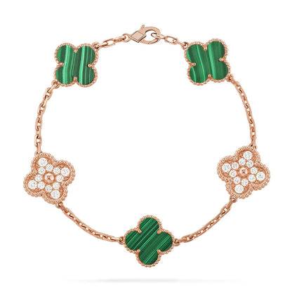 [Panda Jewelry] CLOVER 5 MOTIF MALACHITE BRACELET COLLECTION