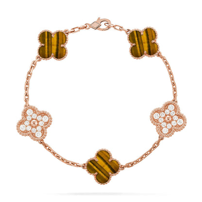 [Panda Jewelry] CLOVER 5 MOTIFS TIGER EYE BRACELET COLLECTION