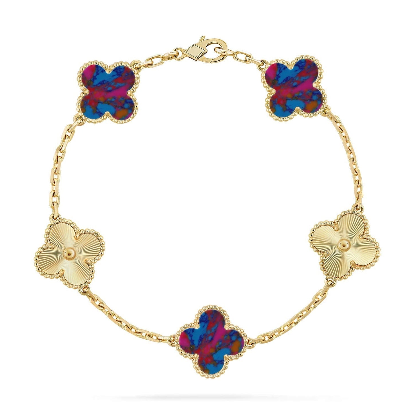 [Panda Jewelry]CLOVER 5 MOTIF COLOR GEMSTONES BRACELET COLLECTION