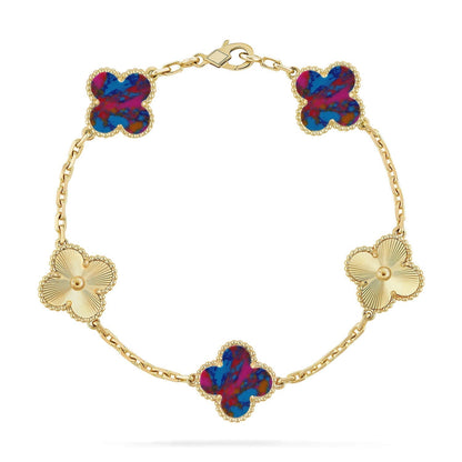 [Panda Jewelry]CLOVER 5 MOTIF COLOR GEMSTONES BRACELET COLLECTION