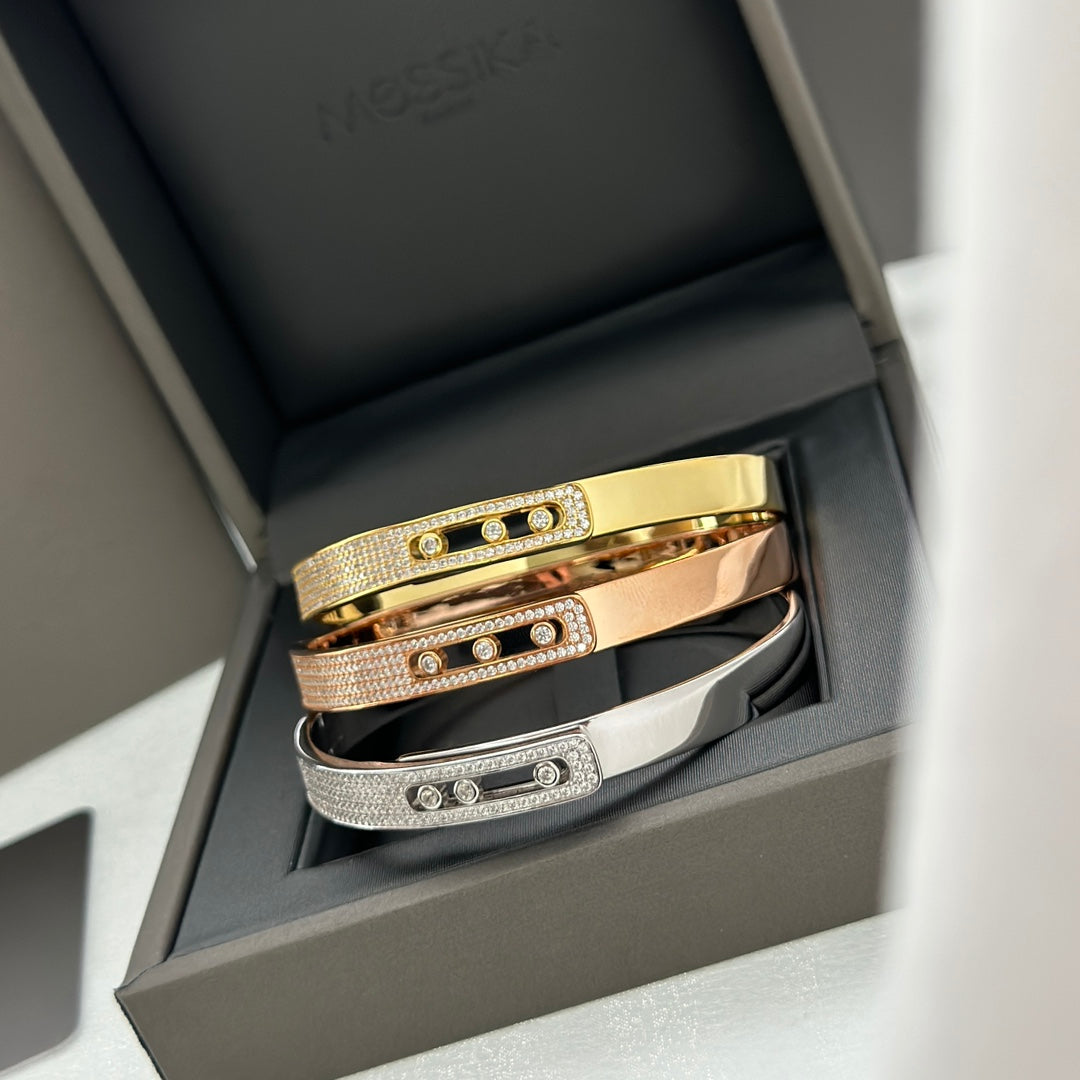 [Panda Jewelry]Move Noa Rose Gold Pav茅 Diamond Bangle Bracelet