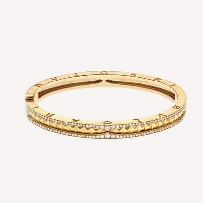 [Panda Jewelry]ZERO 1 SPIRAL AND PAVED DIAMOND GOLD BRACELET