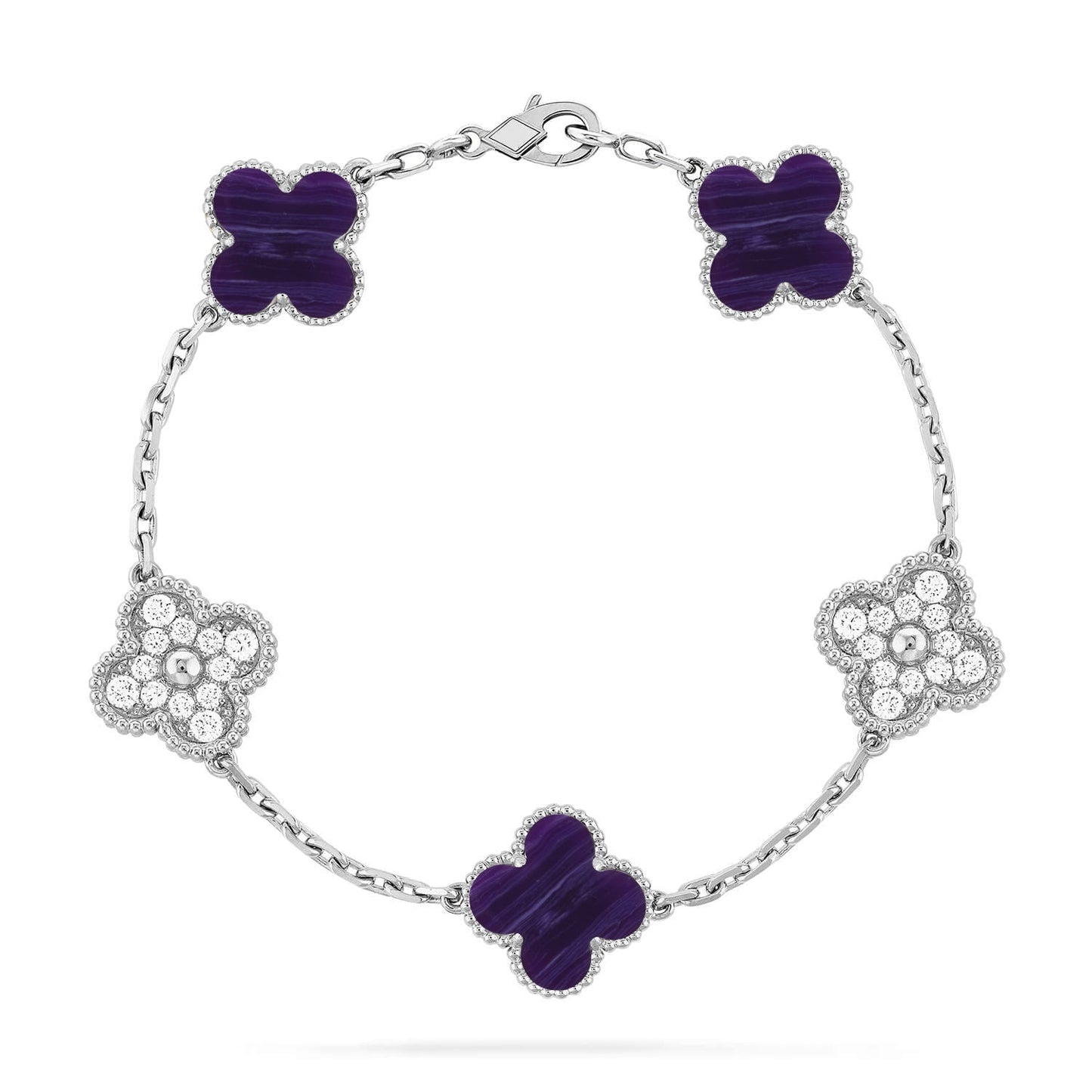 [Panda Jewelry]CLOVER 5 MOTIF PURPLE STRIPES BRACELET COLLECTION