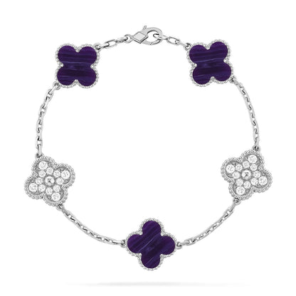 [Panda Jewelry]CLOVER 5 MOTIF PURPLE STRIPES BRACELET COLLECTION