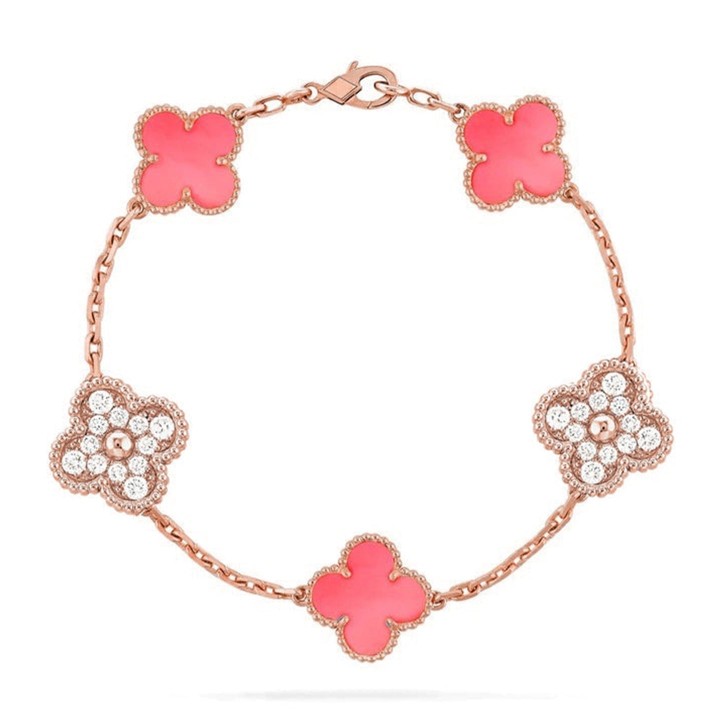 [Panda Jewelry] CLOVER 5 MOTIFS  PINK MOP BRACELET COLLECTION