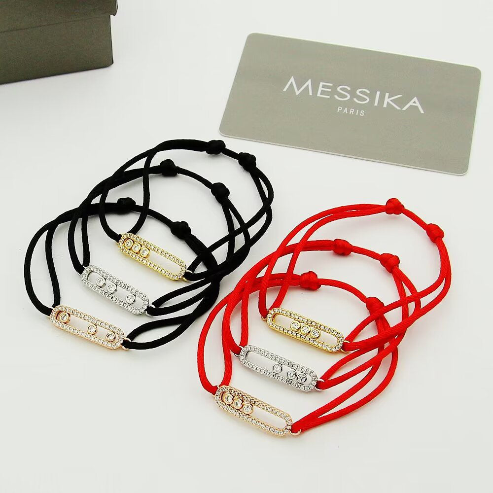 [Panda Jewelry]Messika Care(s) pink cord pav茅 bracelet