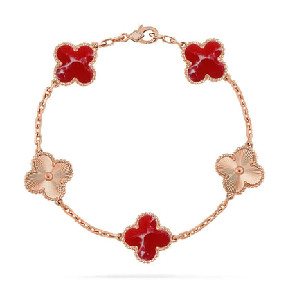 [Panda Jewelry]CLOVER 5 MOTIF RED PATTERN BRACELET COLLECTION