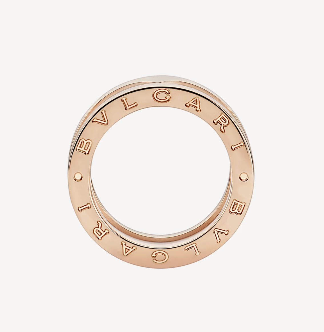 [Panda Jewelry]ZERO 1 TWO-BAND LOOPS AND WHITE CERAMIC SPIRAL PINK GOLD RING