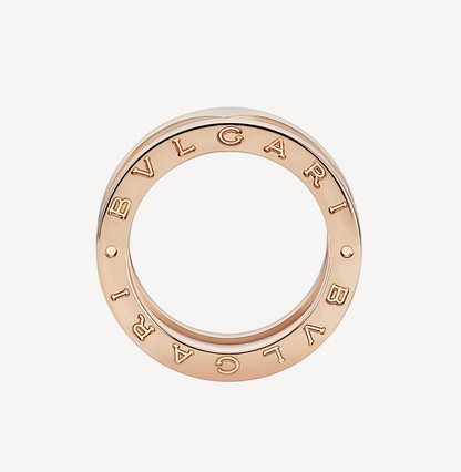 [Panda Jewelry]ZERO 1 TWO-BAND LOOPS AND WHITE CERAMIC SPIRAL PINK GOLD RING