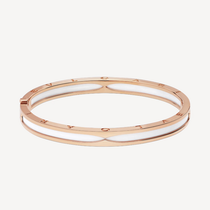 [Panda Jewelry]ZERO 1 PINK GOLD WITH WHITE CERAMIC BRACELET