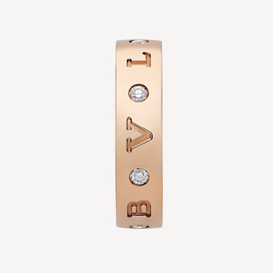 [Panda Jewelry]ZERO 1 ESSENTIAL PINK GOLD BAND WITH DIAMONDS RING